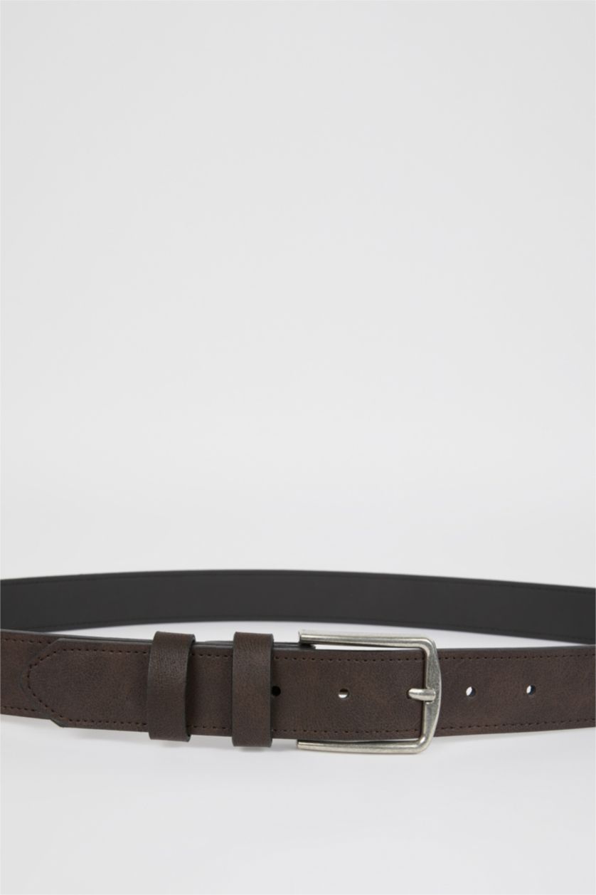 Erkek Kahve Erkek Dikdörtgen Toka Suni Deri Kemer