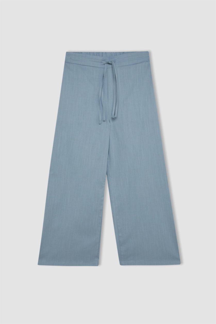 نساء أزرق فاتح كابري برجل واسع ذو مظهر كتان برجل عادي وجيب