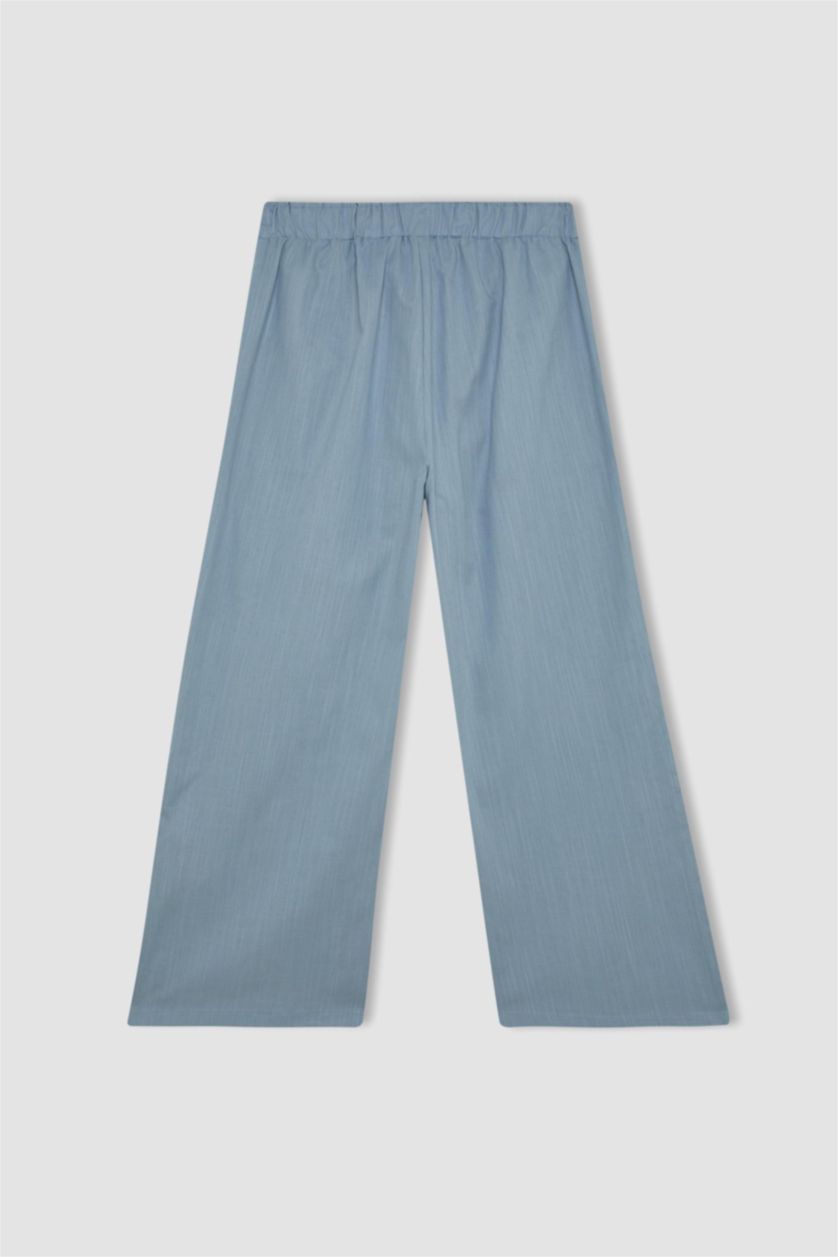 نساء أزرق فاتح كابري برجل واسع ذو مظهر كتان برجل عادي وجيب