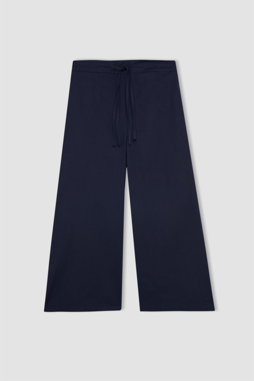 Женщины Синий Капри из льна для женщин