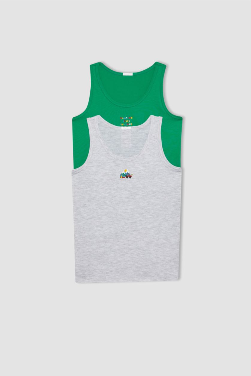 BOYS & TEENS Green Boy 2 piece Regular Fit Tank Top