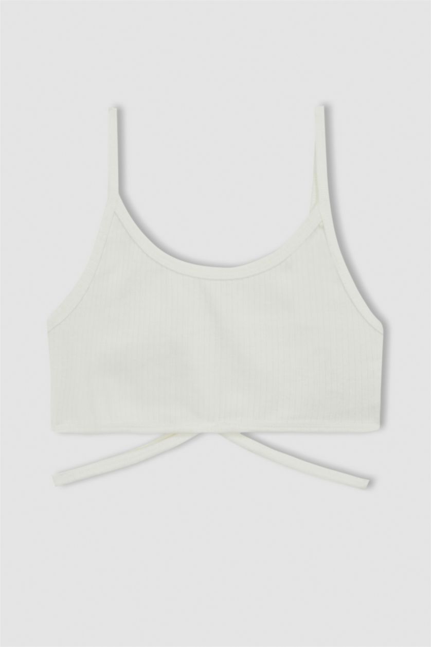 Kız Çocuk - Genç Kız Kırık Beyaz İlk Sütyenim Ribana Kumaş Büstiyer Bra