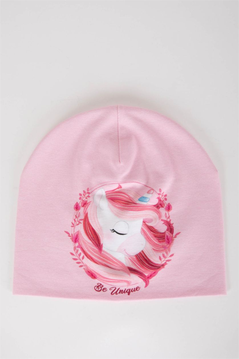 طفلة صغيرة زهري طاقية بيريه صغيرة بيبي بناتي مطبوع عليها يونيكورن