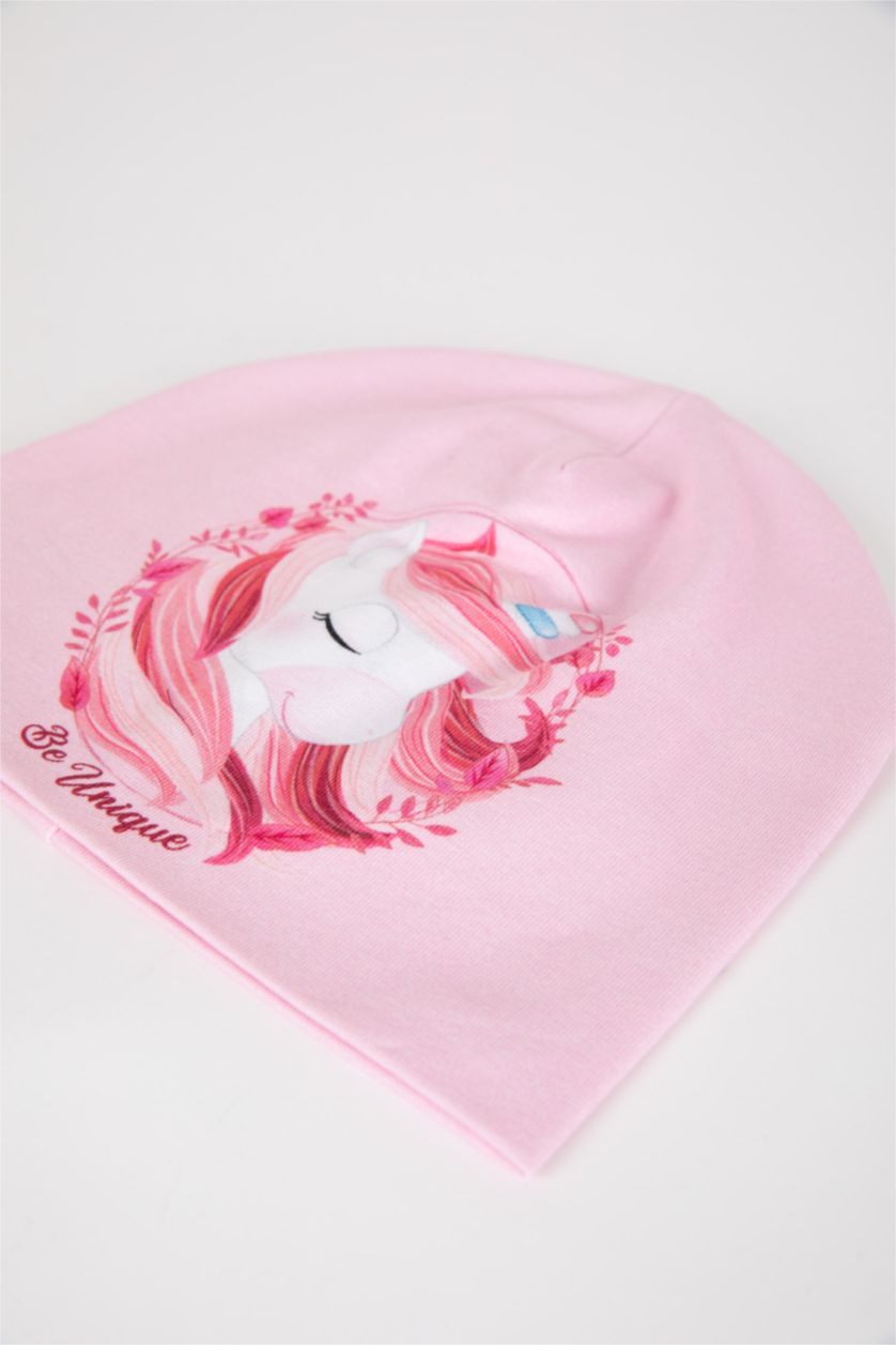 طفلة صغيرة زهري طاقية بيريه صغيرة بيبي بناتي مطبوع عليها يونيكورن