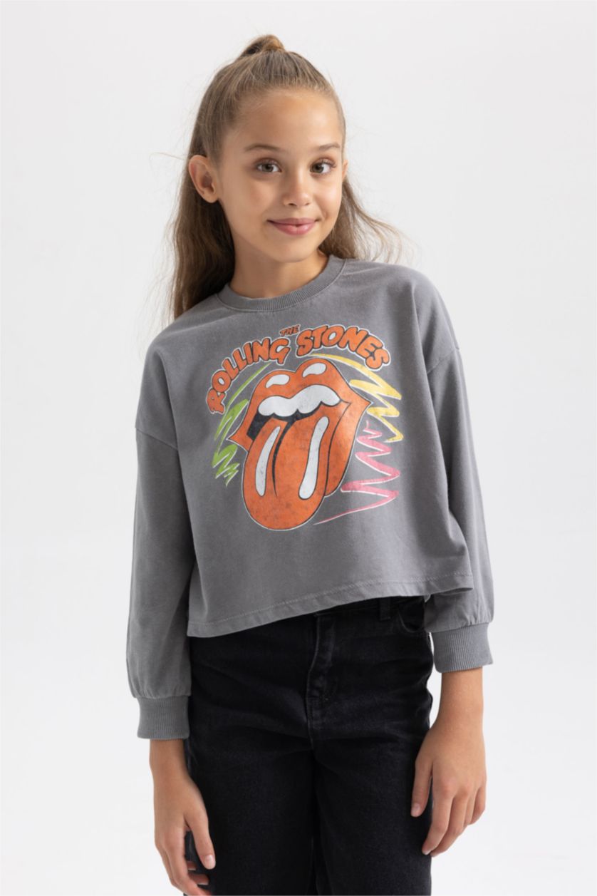 Девочки и подростки Серый Футболка свободного кроя Rolling Stones для девочек