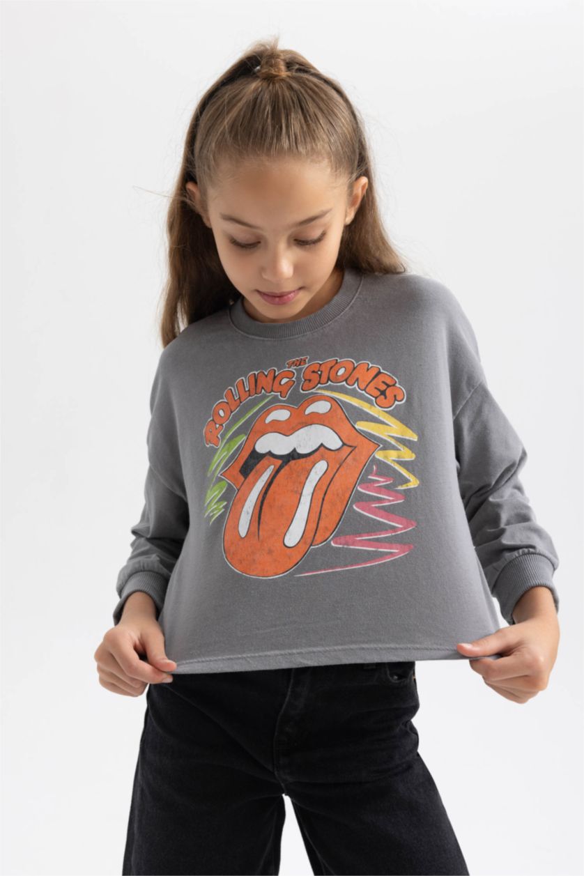 Девочки и подростки Серый Футболка свободного кроя Rolling Stones для девочек