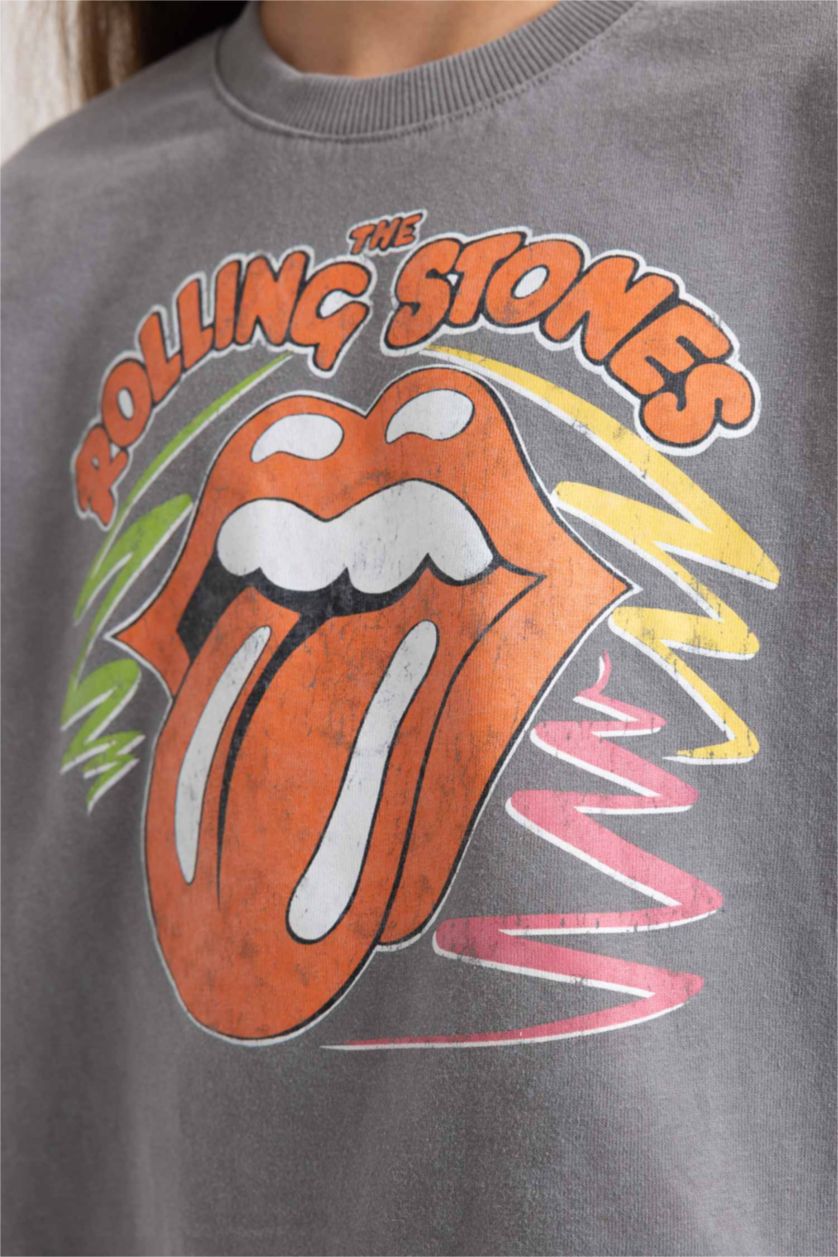 Девочки и подростки Серый Футболка свободного кроя Rolling Stones для девочек