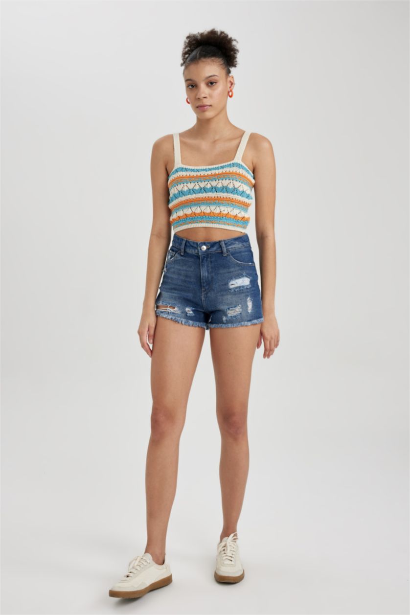 Woman Ecru Cool Regular Fit Square Collar Knitwear Undershirt