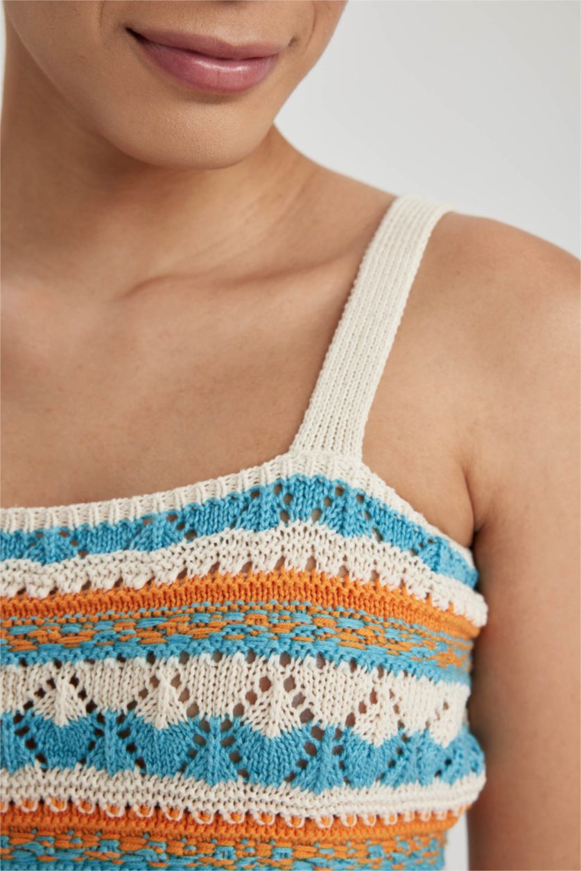 Woman Ecru Cool Regular Fit Square Collar Knitwear Undershirt