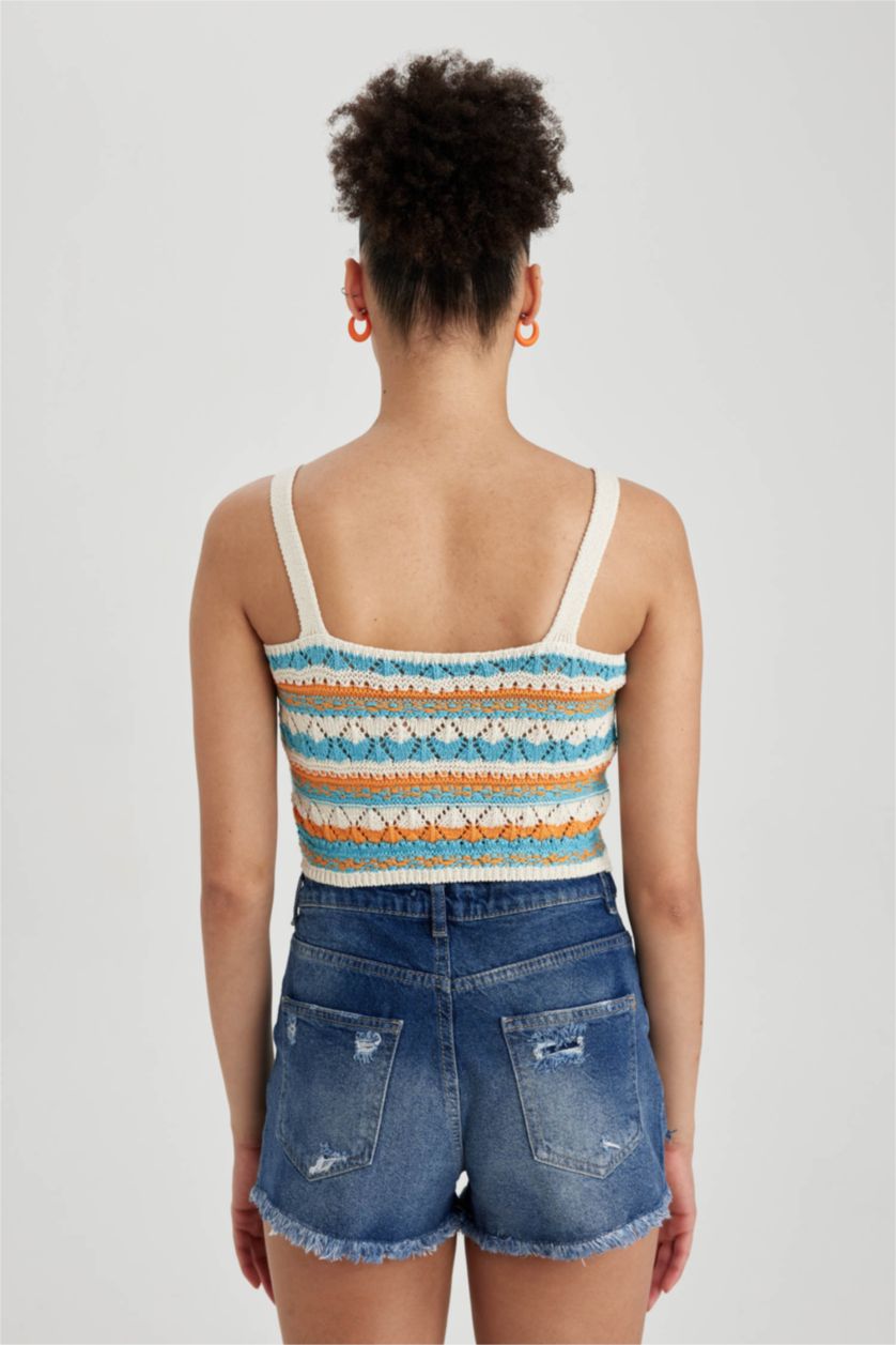 Woman Ecru Cool Regular Fit Square Collar Knitwear Undershirt