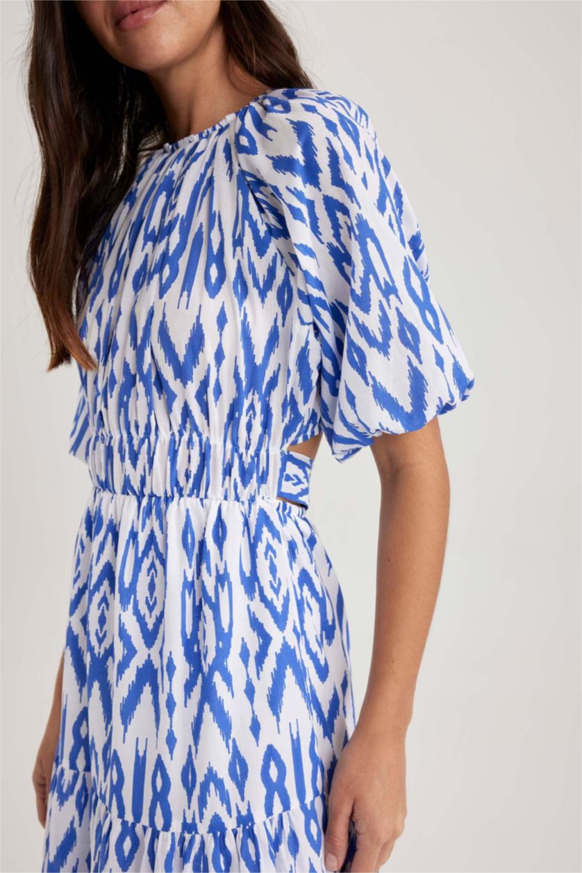 حريمي اللون الملكي Voile Midi Dress