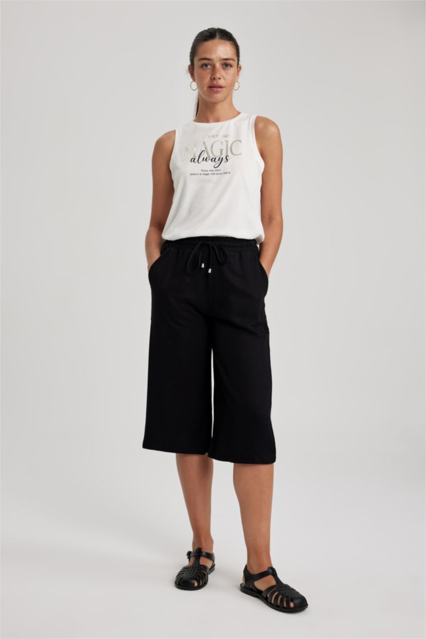 FEMME Écru Débardeur À Col Ras Du Cou İmprimé À Slogan Regular Fit