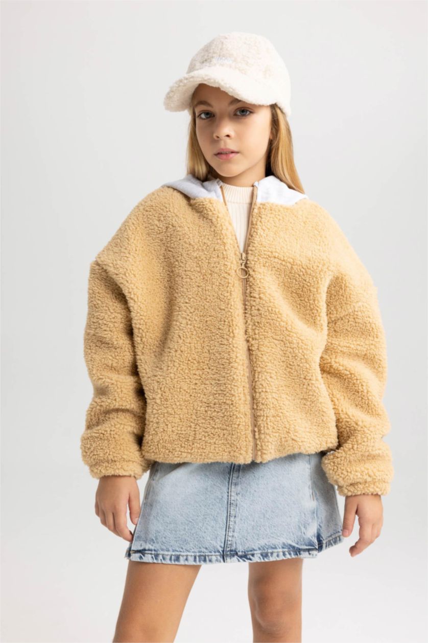 Девочки и подростки Визон Плюшевый кардиган с капюшоном для девочек