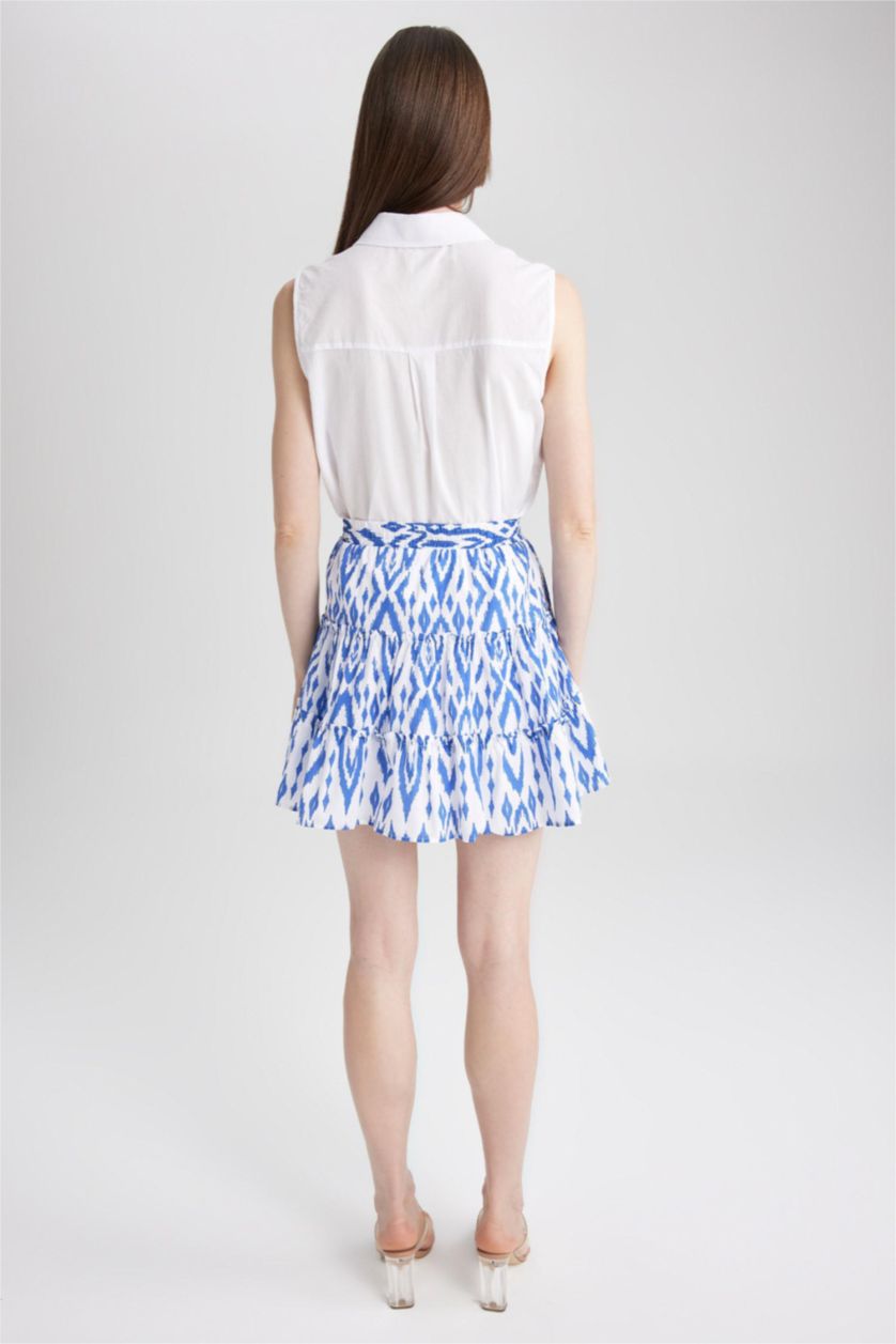 نساء اللون الملكي تنورة قصيرة تاي داي بخصر عادي مبطن