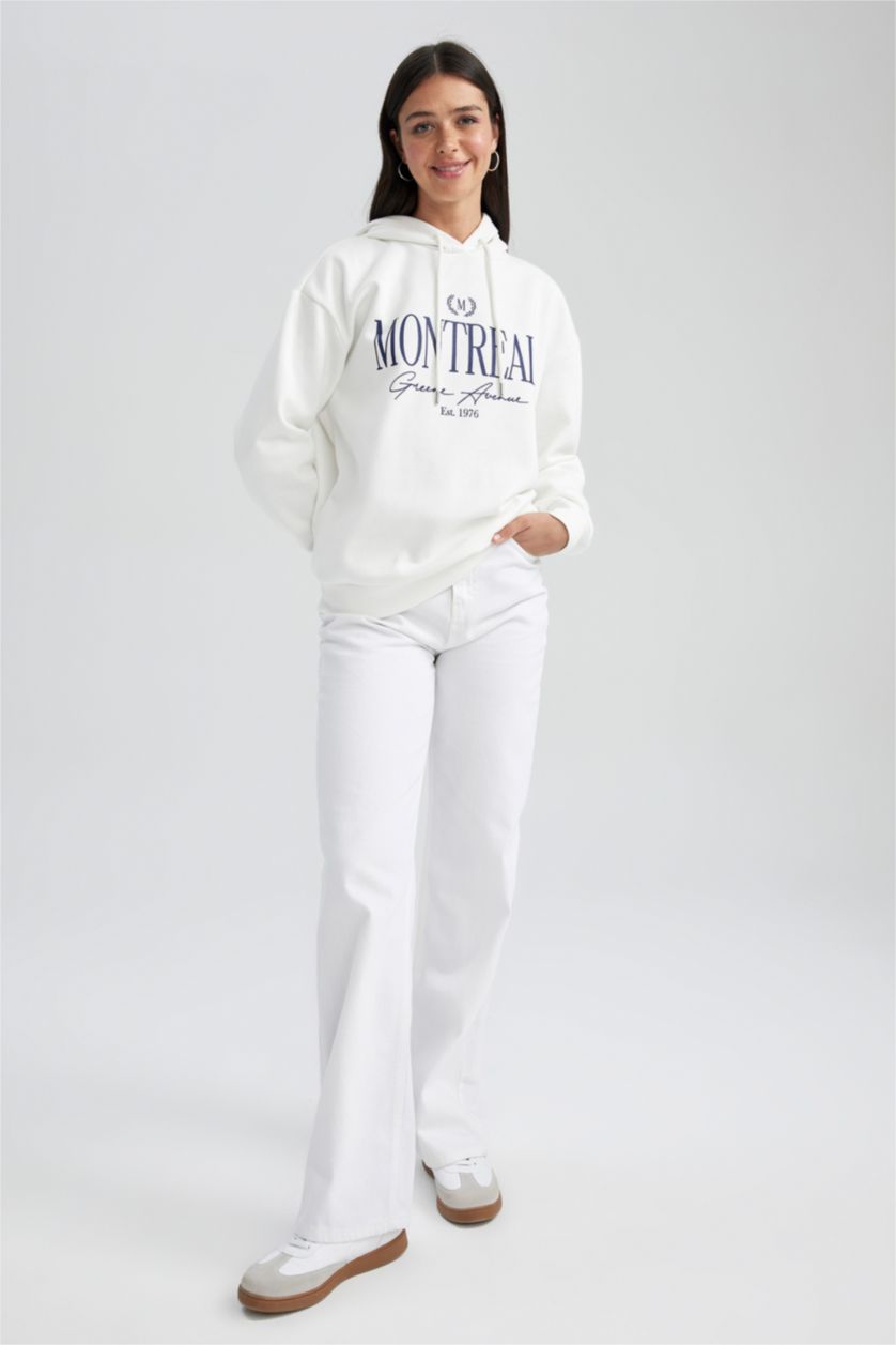 FEMME Écru Tissu Sweat Épais Coupe décontractée