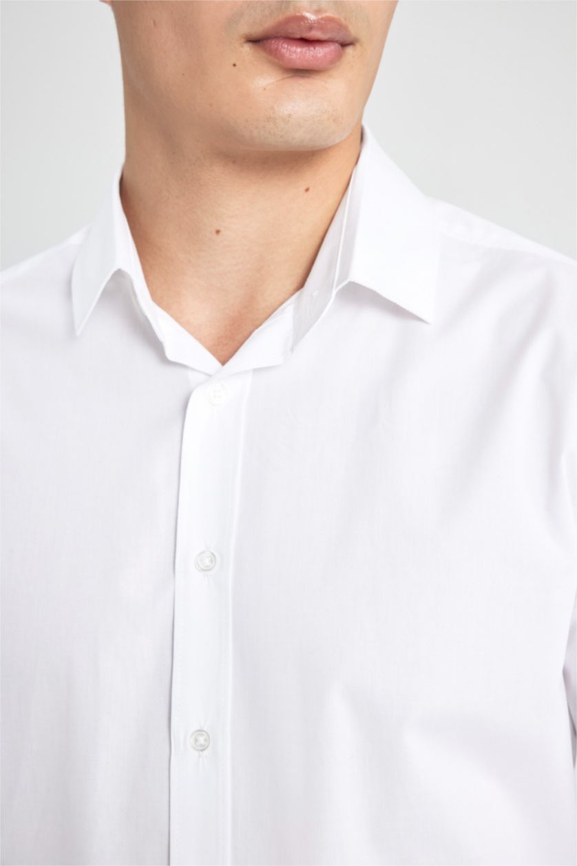 رجالي اوف وايت قميص كم طويل سليم فيت بياقة ايطالية