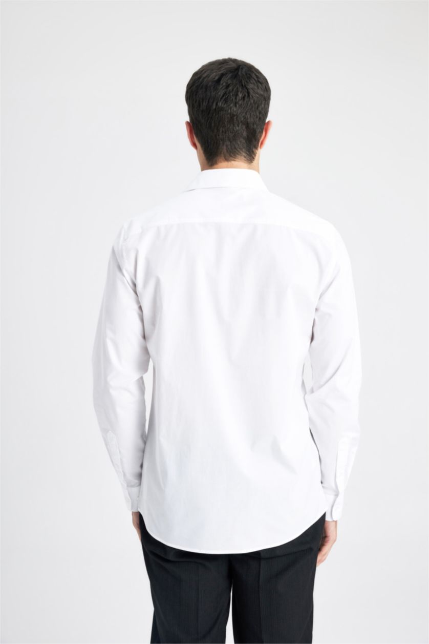 رجالي اوف وايت قميص كم طويل سليم فيت بياقة ايطالية