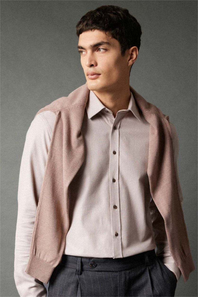 رجالي بيج قميص بولو كم طويل مودرن فيت