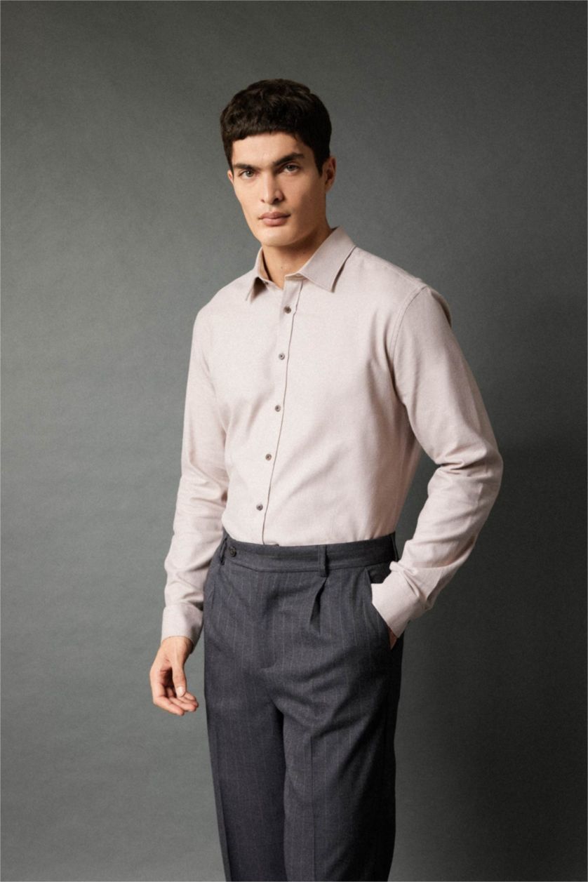 رجالي بيج قميص بولو كم طويل مودرن فيت