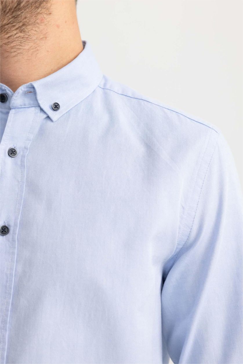HOMME BLEU Clair Chemise Oxford Coupe Moderne à Manches Longues