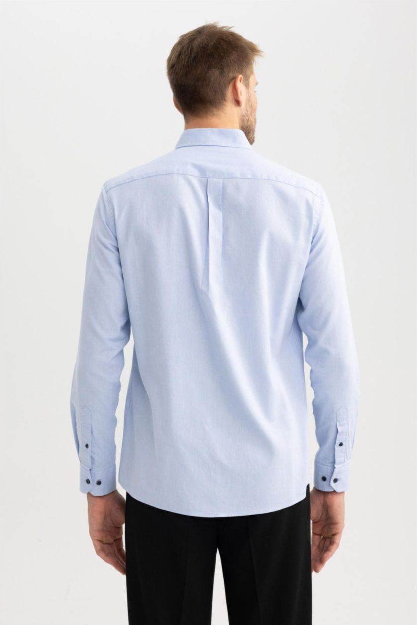 HOMME BLEU Clair Chemise Oxford Coupe Moderne à Manches Longues