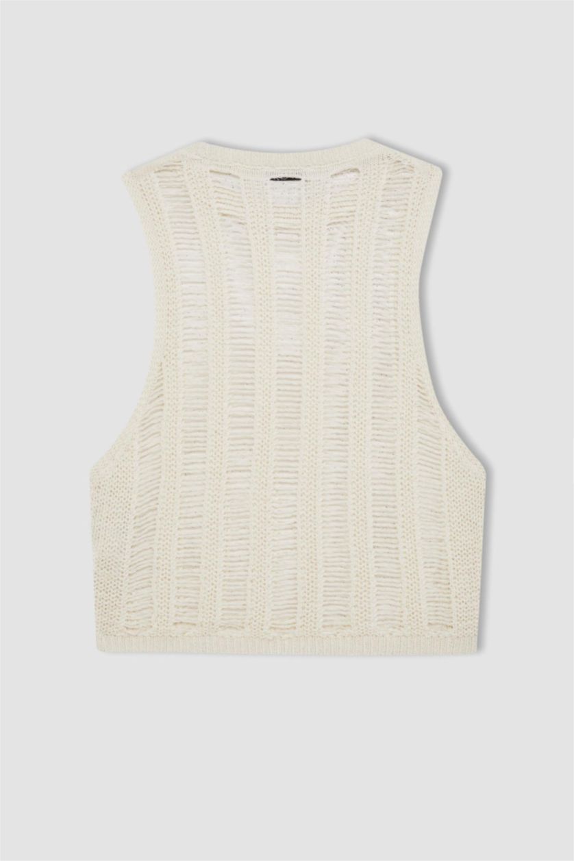 FEMME Écru Débardeur coupe régulière à Col Rond