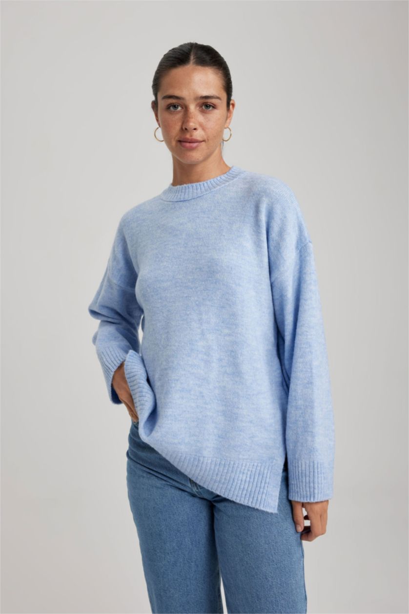 WOMAN Blue Relax Fit Crew Neck Tunic