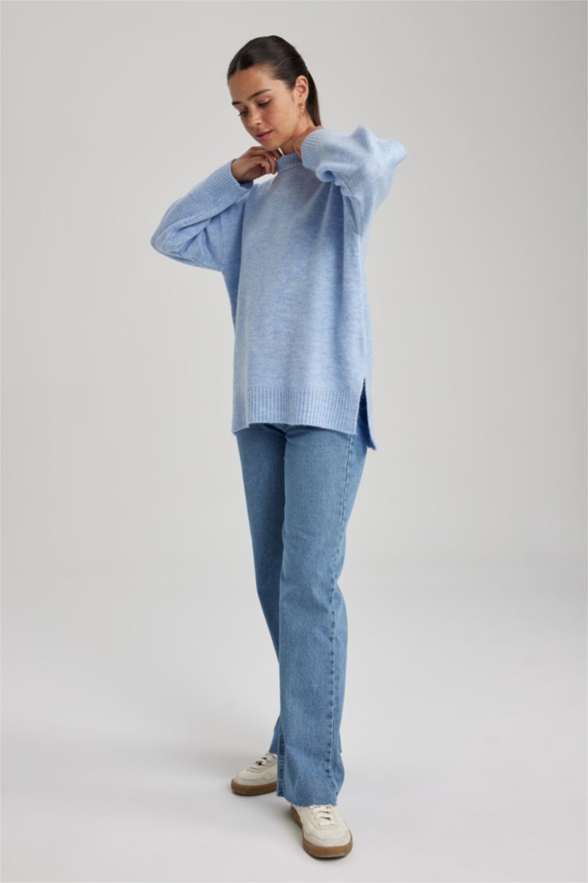 WOMAN Blue Relax Fit Crew Neck Tunic