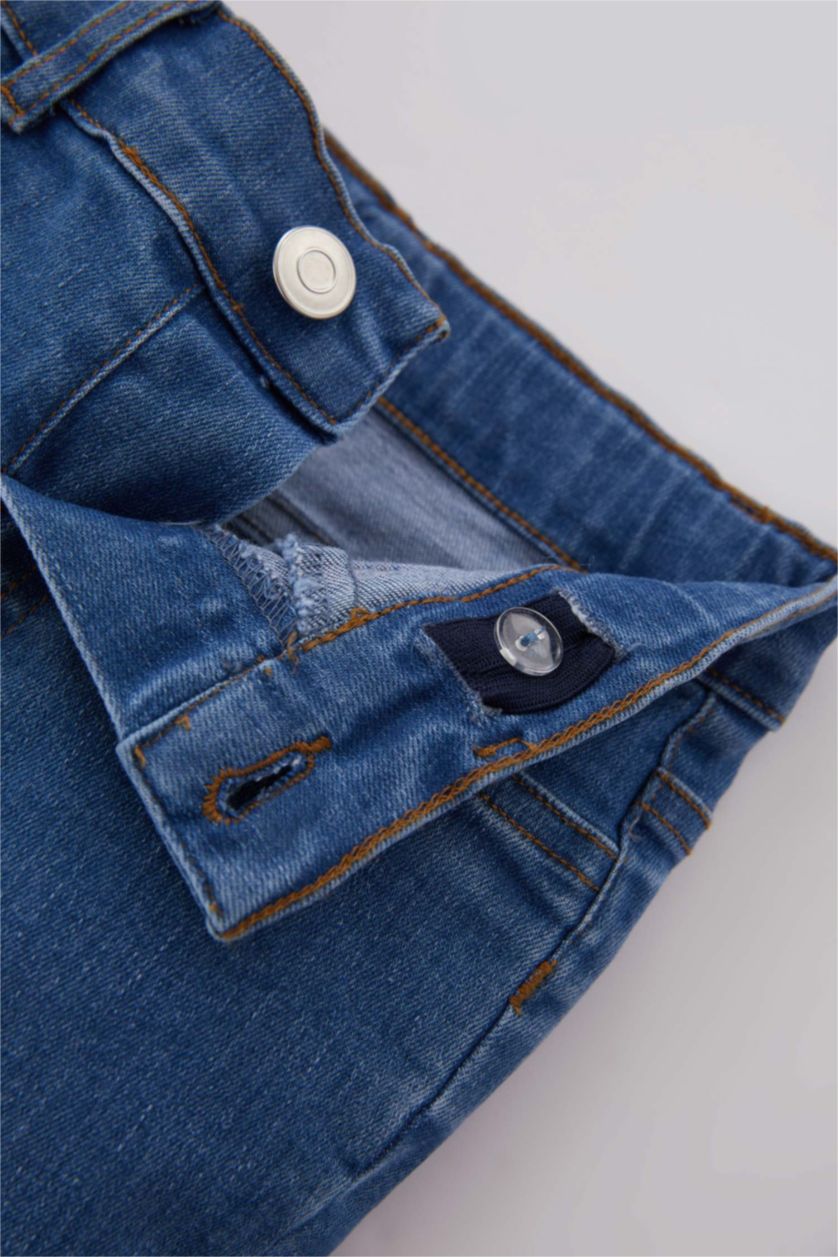 Малыши мальчики Голубрй Брюки стандартного кроя с эластичным поясом с карманом для малышей мальчиков