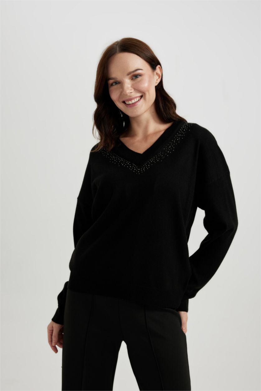 WOMAN Black Regular Fit Pullover