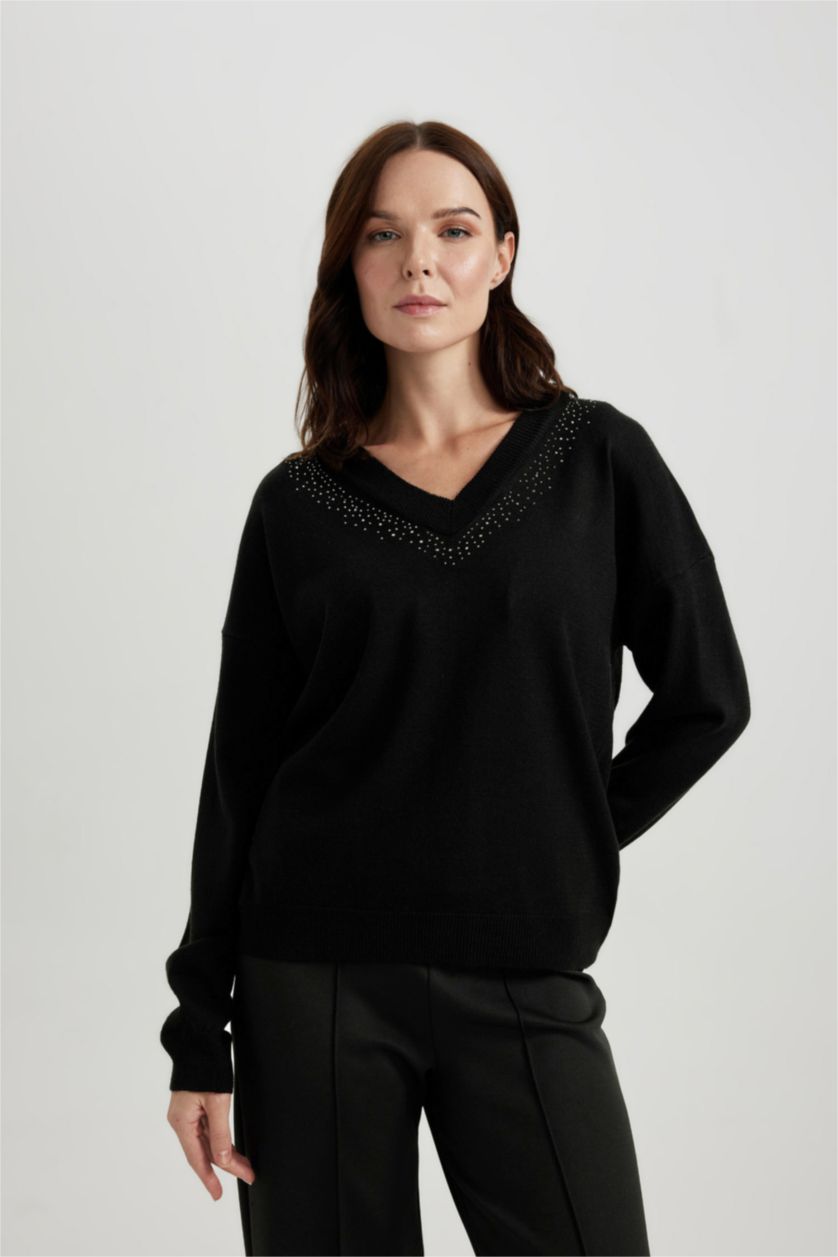 WOMAN Black Regular Fit Pullover