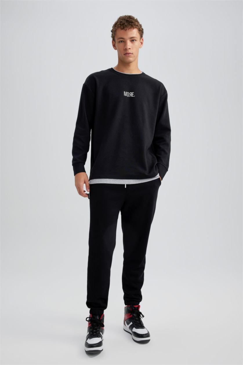 Erkek Siyah Keith Haring Eşofman Altı Beli Bağcıklı Lastikli Paça Cepli 