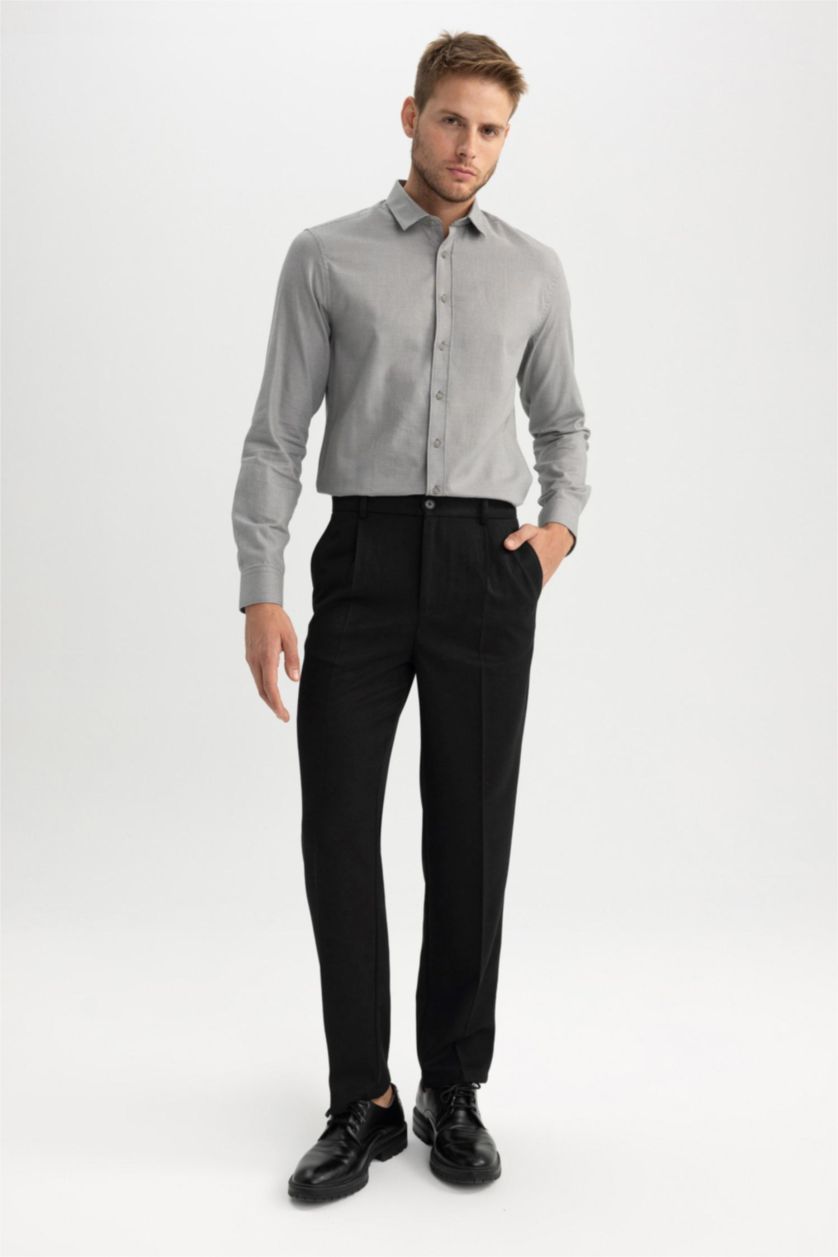 رجالي ميلانج رمادي قميص سليم فت كم طويل