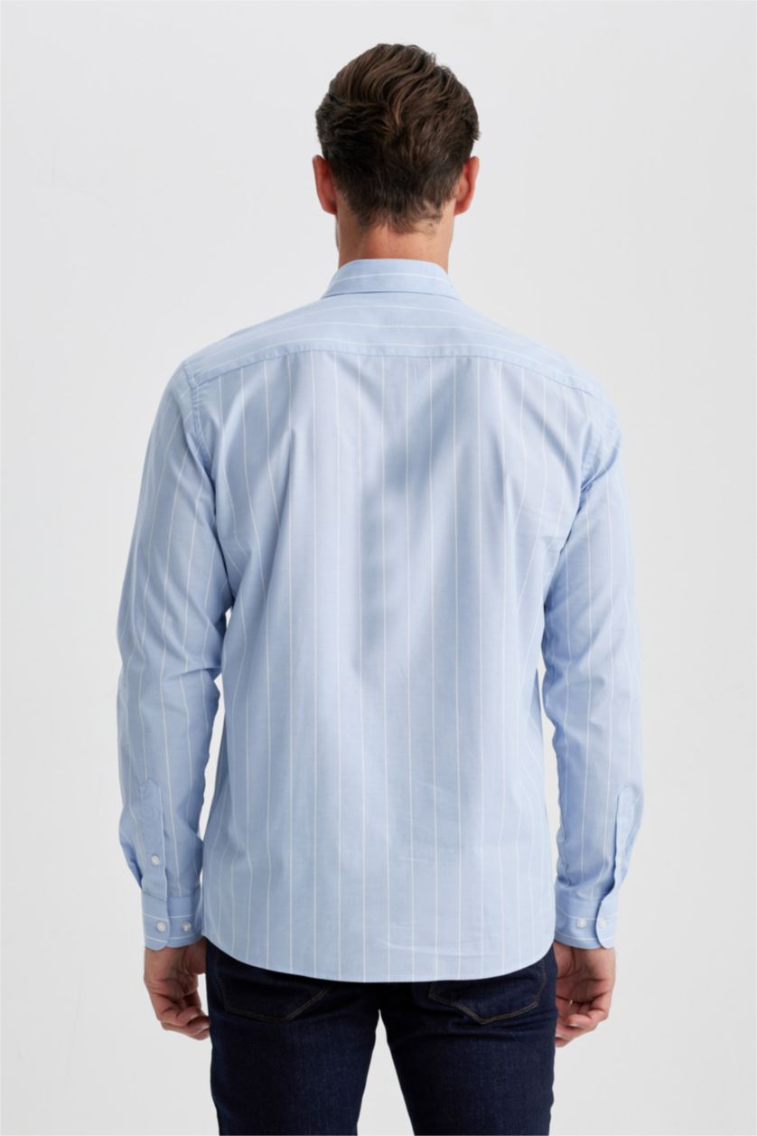 Erkek Açık Mavi Modern Fıt Non Iron Ütü Gerektirmeyen Uzun Kollu Gömlek