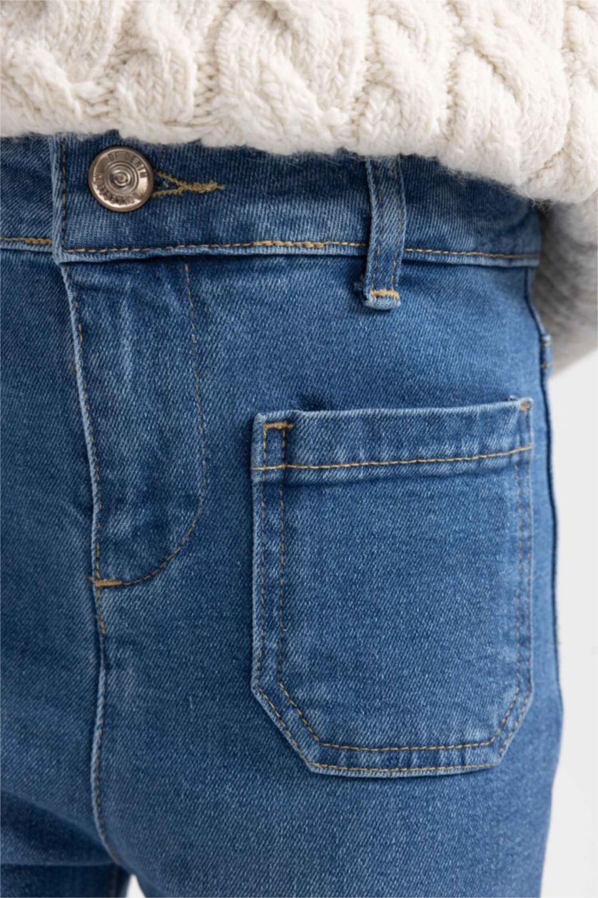 GIRLS & TEENS Blue Girl Flare Leg Wide Leg Jean Cotton Lined Trousers