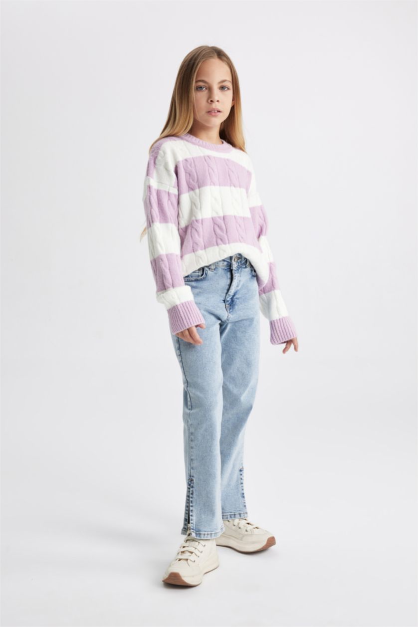 GIRLS & TEENS Dark Blue Girl Straight Fit Trousers