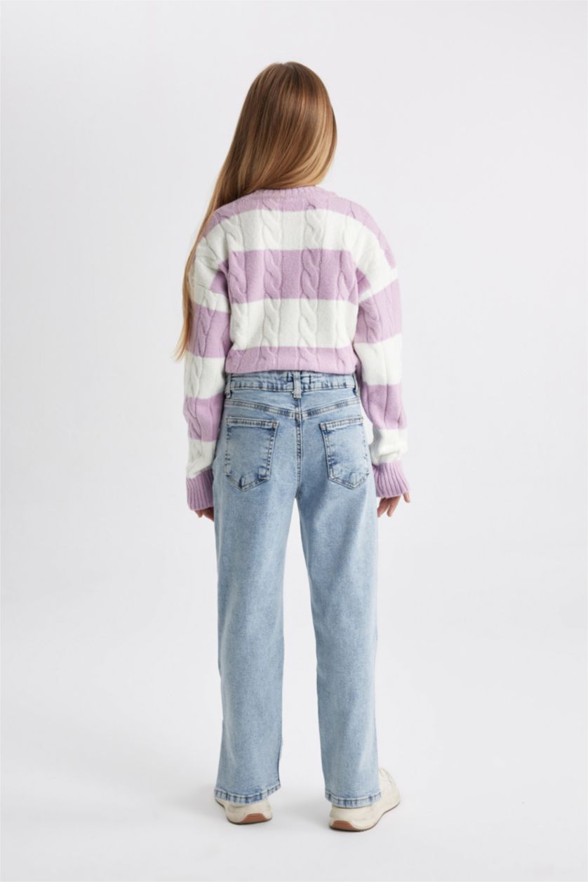 GIRLS & TEENS Dark Blue Girl Straight Fit Trousers