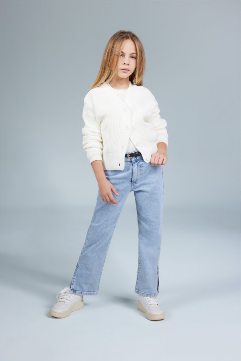 Девочки и подростки Светло-синий Спортивные штаны прямого кроя для девочек