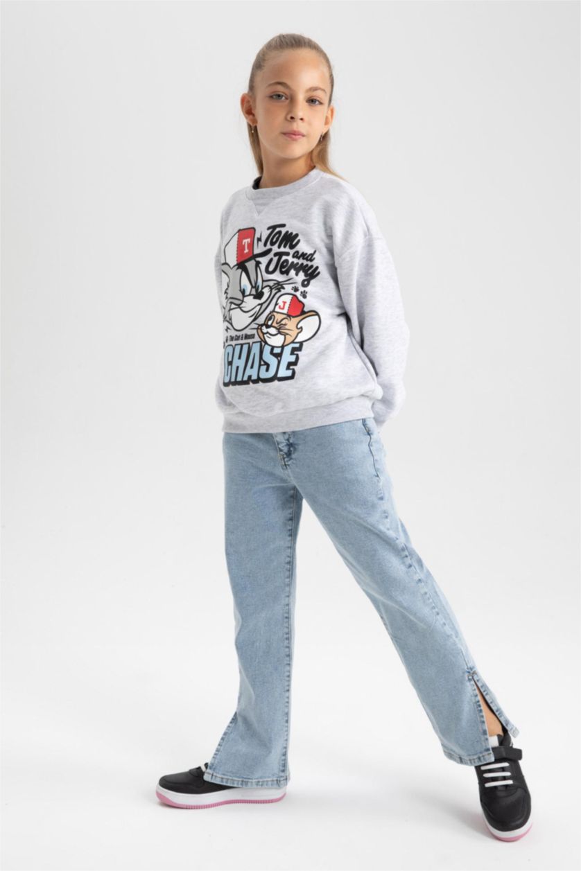 Девочки и подростки Светло-синий Спортивные штаны прямого кроя для девочек