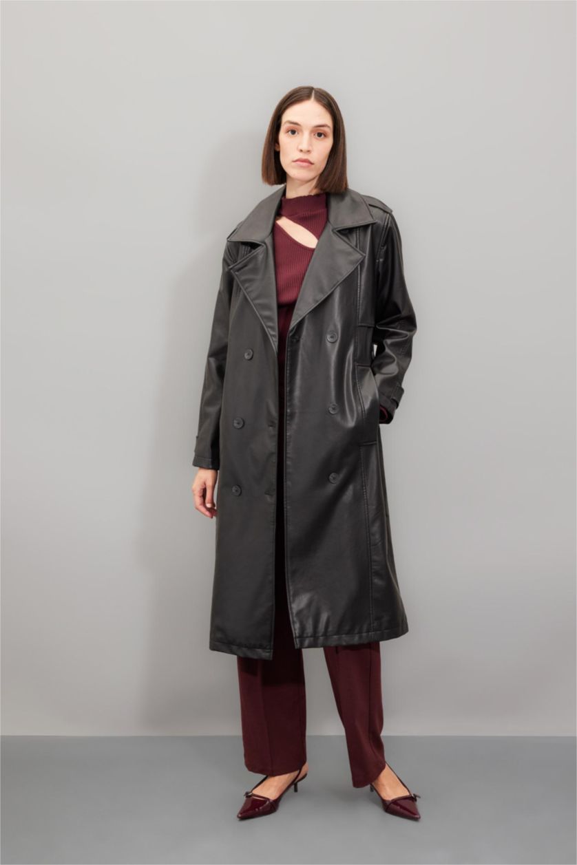 Women Black Waterproof Trenchcoat