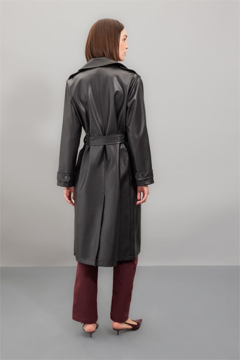 Women Black Waterproof Trenchcoat