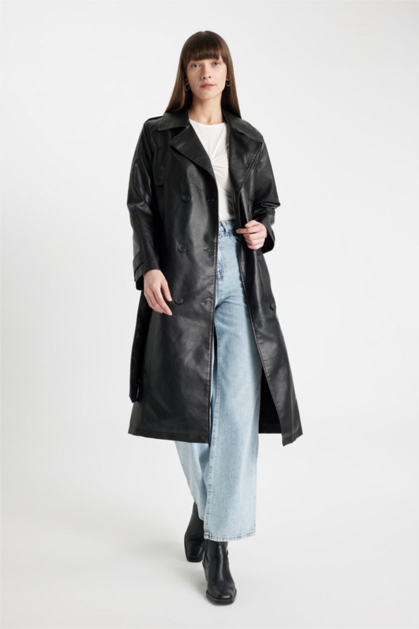 Women Black Waterproof Trenchcoat