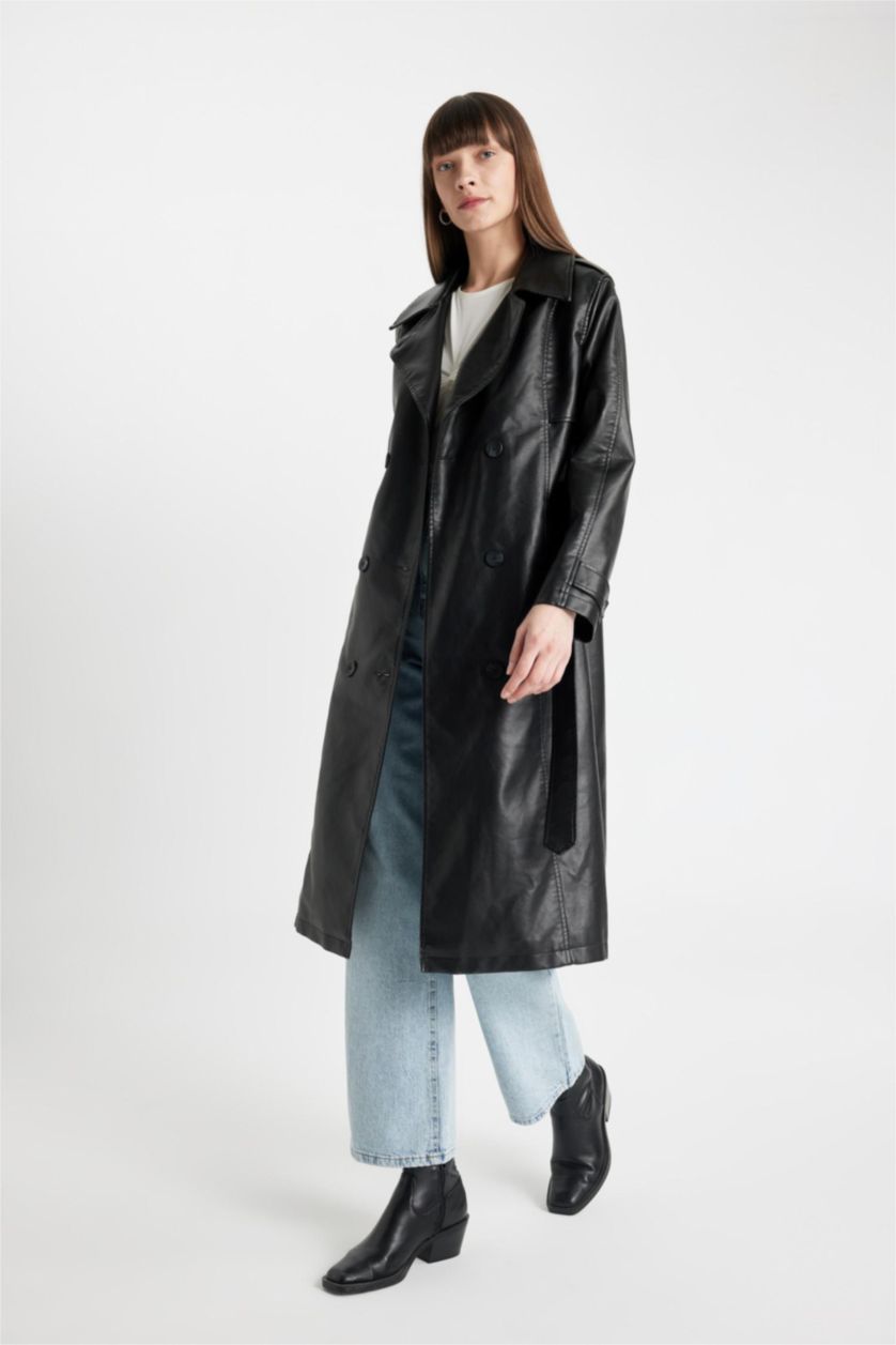 Women Black Waterproof Trenchcoat