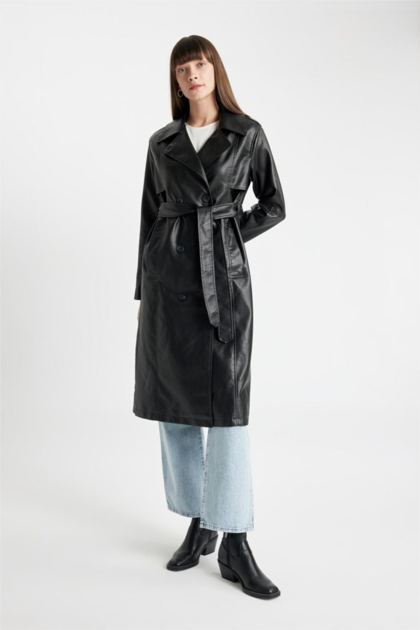 Women Black Waterproof Trenchcoat