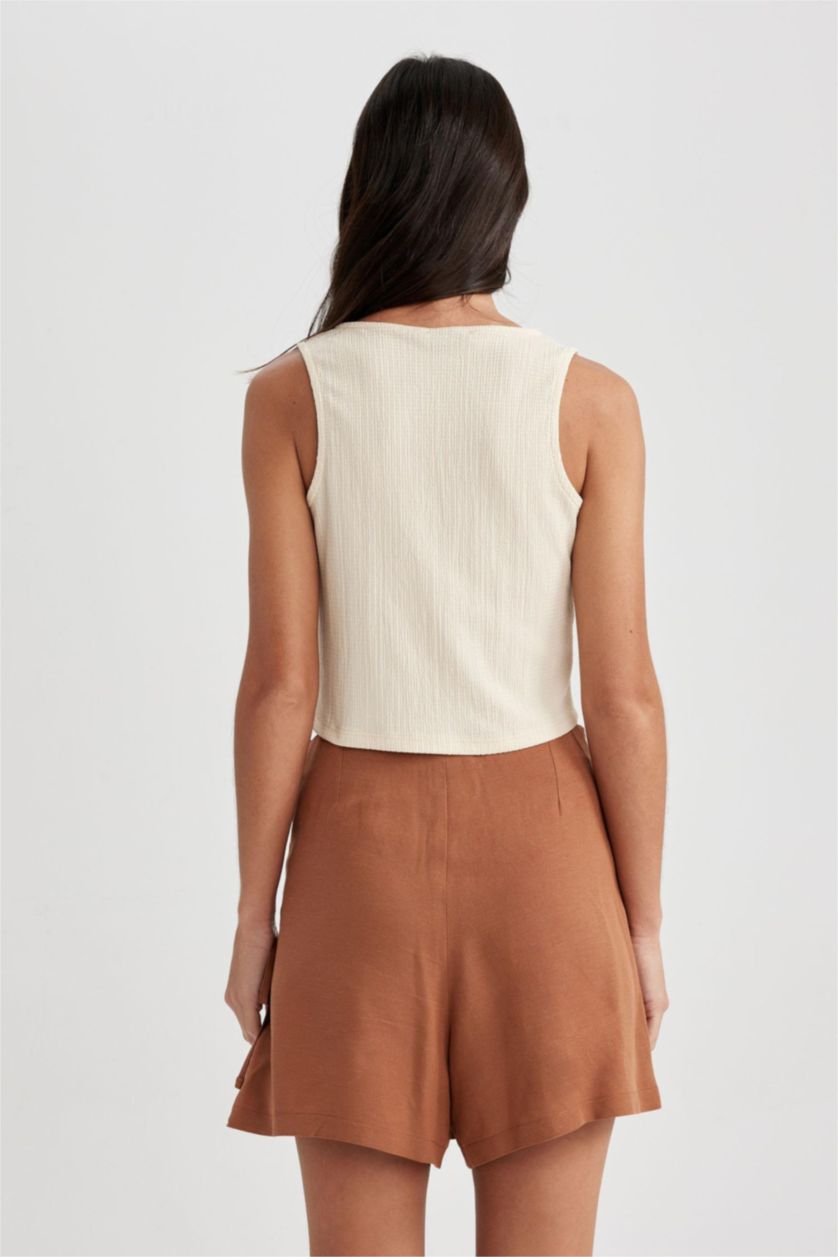 FEMME Beige Débardeur Ajusté À Col En V