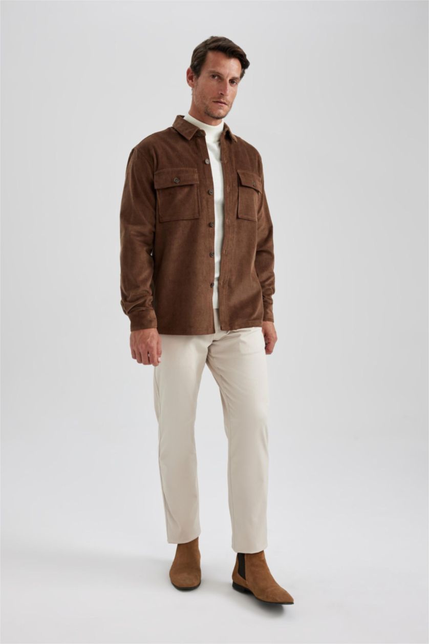 Ерлер Қоңыр қалыпты пішім поло жаға Сыртқа киетін жейде