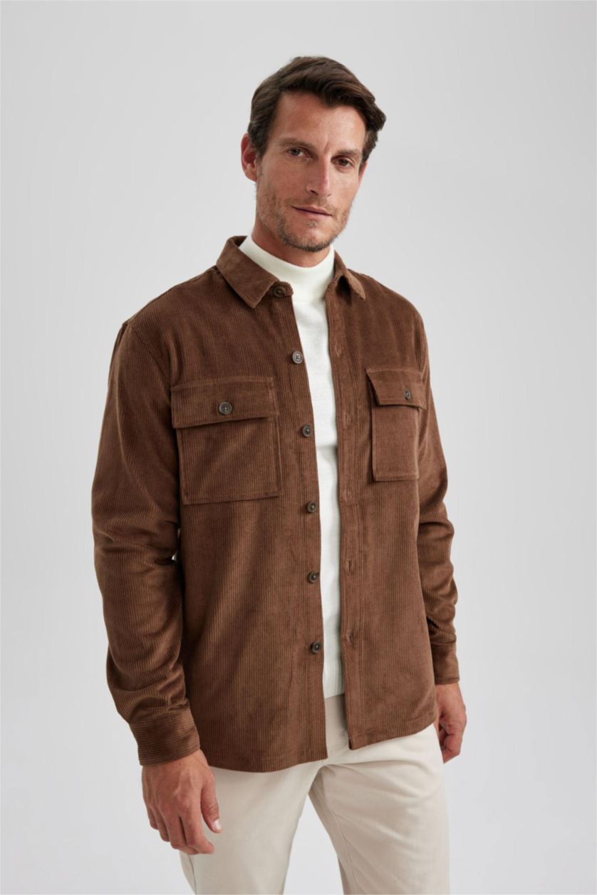 Ерлер Қоңыр қалыпты пішім поло жаға Сыртқа киетін жейде