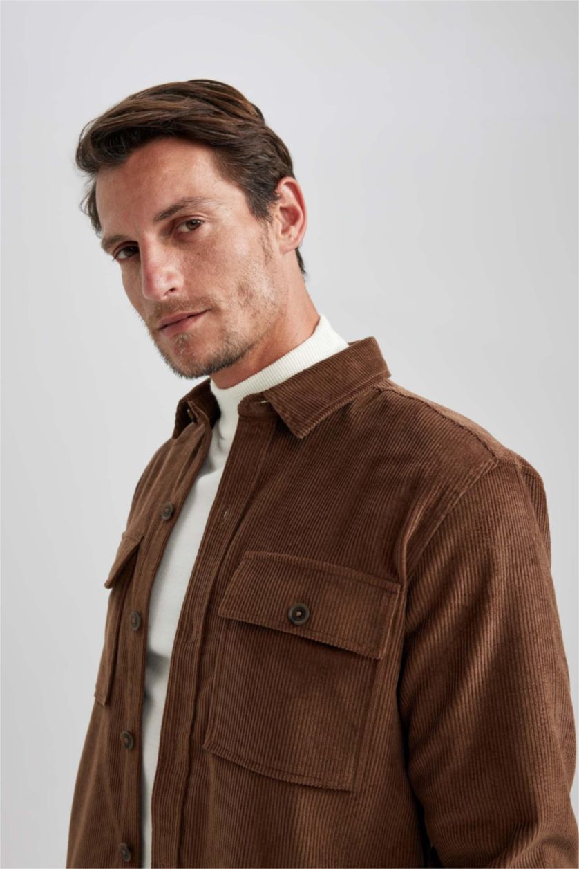 Ерлер Қоңыр қалыпты пішім поло жаға Сыртқа киетін жейде