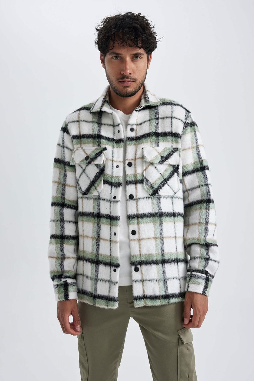 رجال اوف وايت جاكيت قميص كاروهات بقصة عادية بياخة بولو