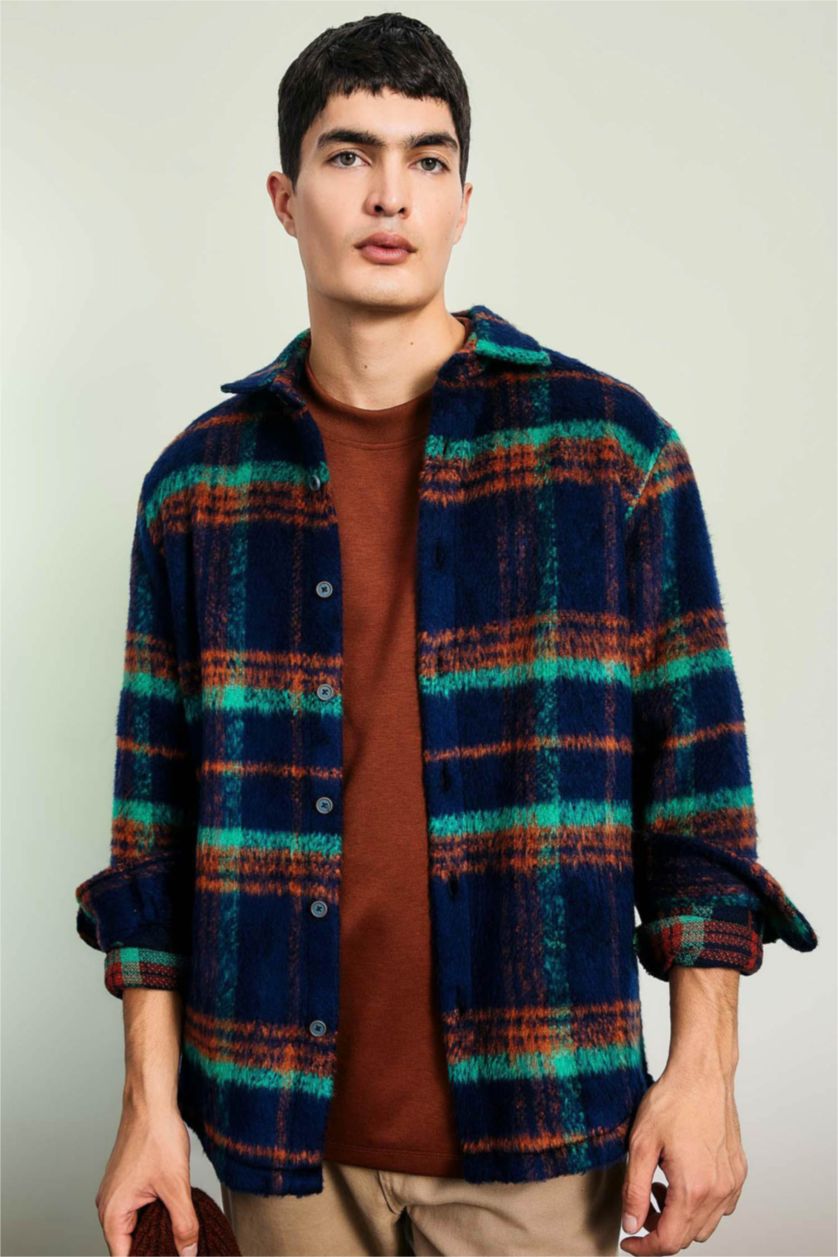 Man NAVY Regular Fit Polo Neck Shirt Jacket